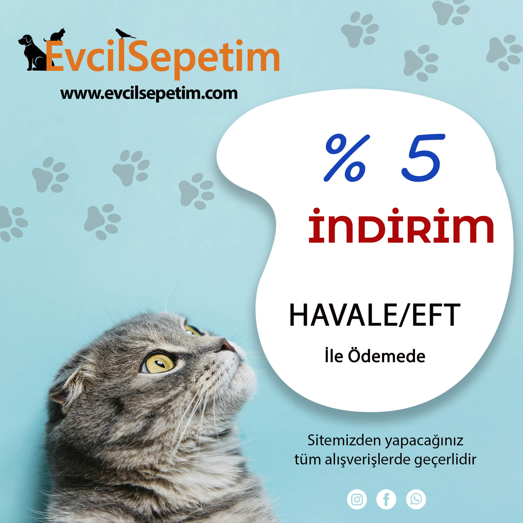 Havale/EFT ile ödemelerde %5 İndirim