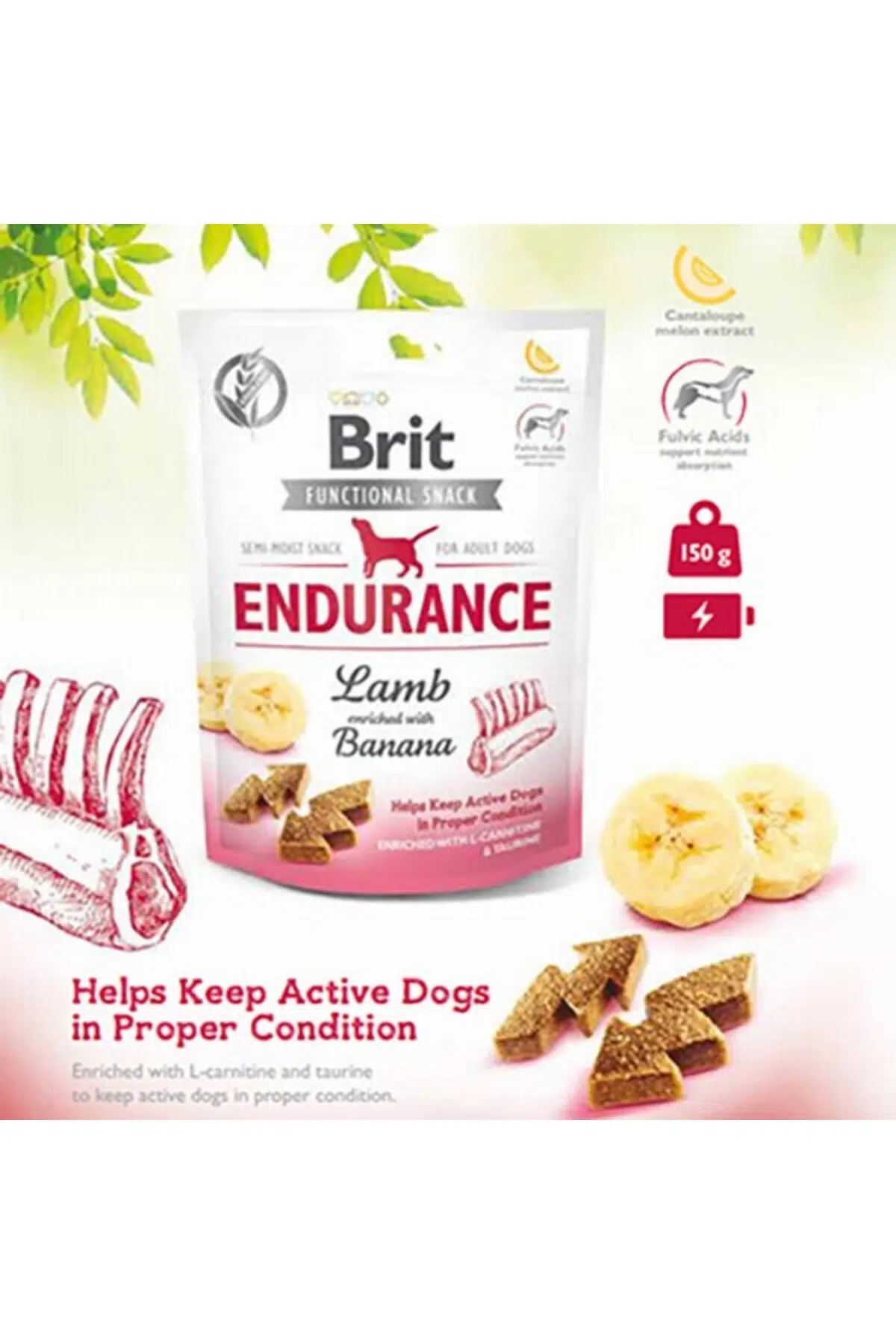 Brit Care Endurance Kuzu Etli ve Muzlu Köpek Ödülü 150gr Brit Care Endurance Kuzu Etli ve Muzlu Köpek Ödülü 150gr