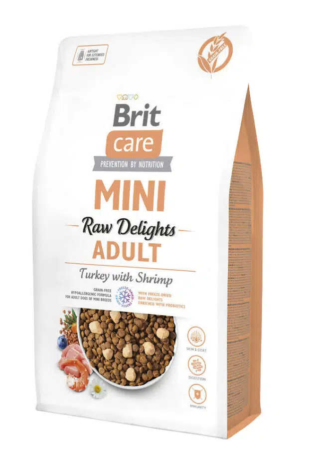 Brit Care Hipoalerjenik Raw Delights Hindili ve Karidesli Mini Irk Yetişkin Köpek Maması 2 kg