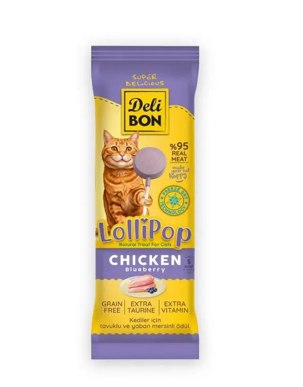 Delibon Lolipop Tavuklu ve Yaban Mersinli Kedi Ödül Maması 1 Adet