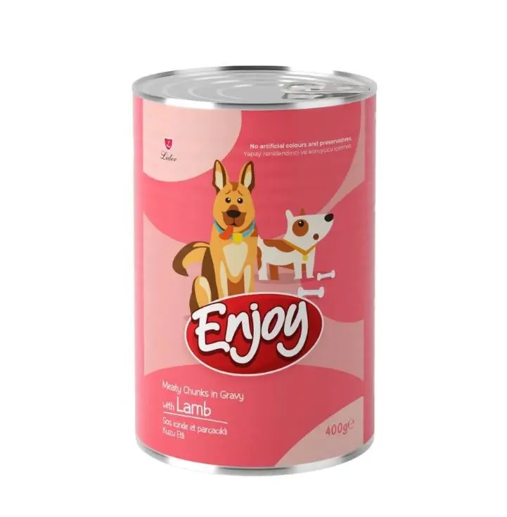 Enjoy Sos İçinde Et Parçacıklı Kuzu Etli Yetişkin Köpek Konservesi 400 gr