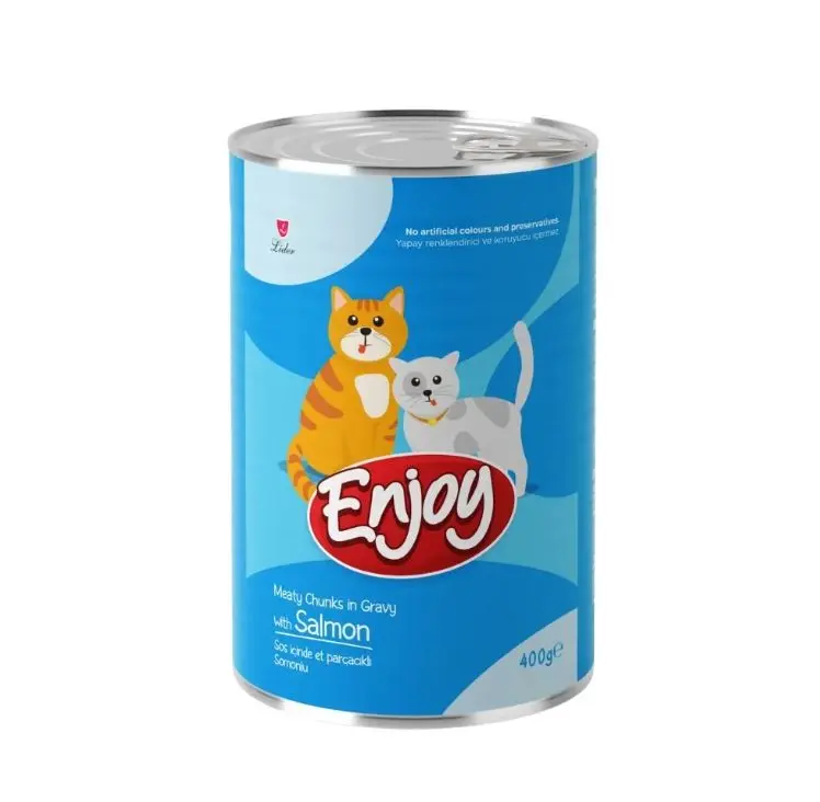Enjoy Sos İçinde Et Parçacıklı Somonlu Yetişkin Kedi Konservesi 400 gr