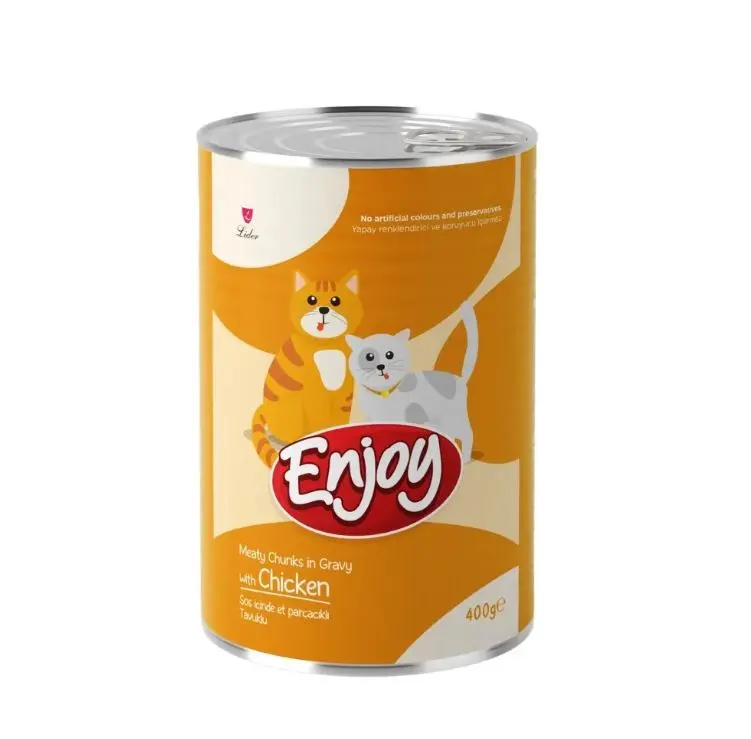 Enjoy Sos İçinde Et Parçacıklı Tavuklu Yetişkin Kedi Konservesi 400 gr