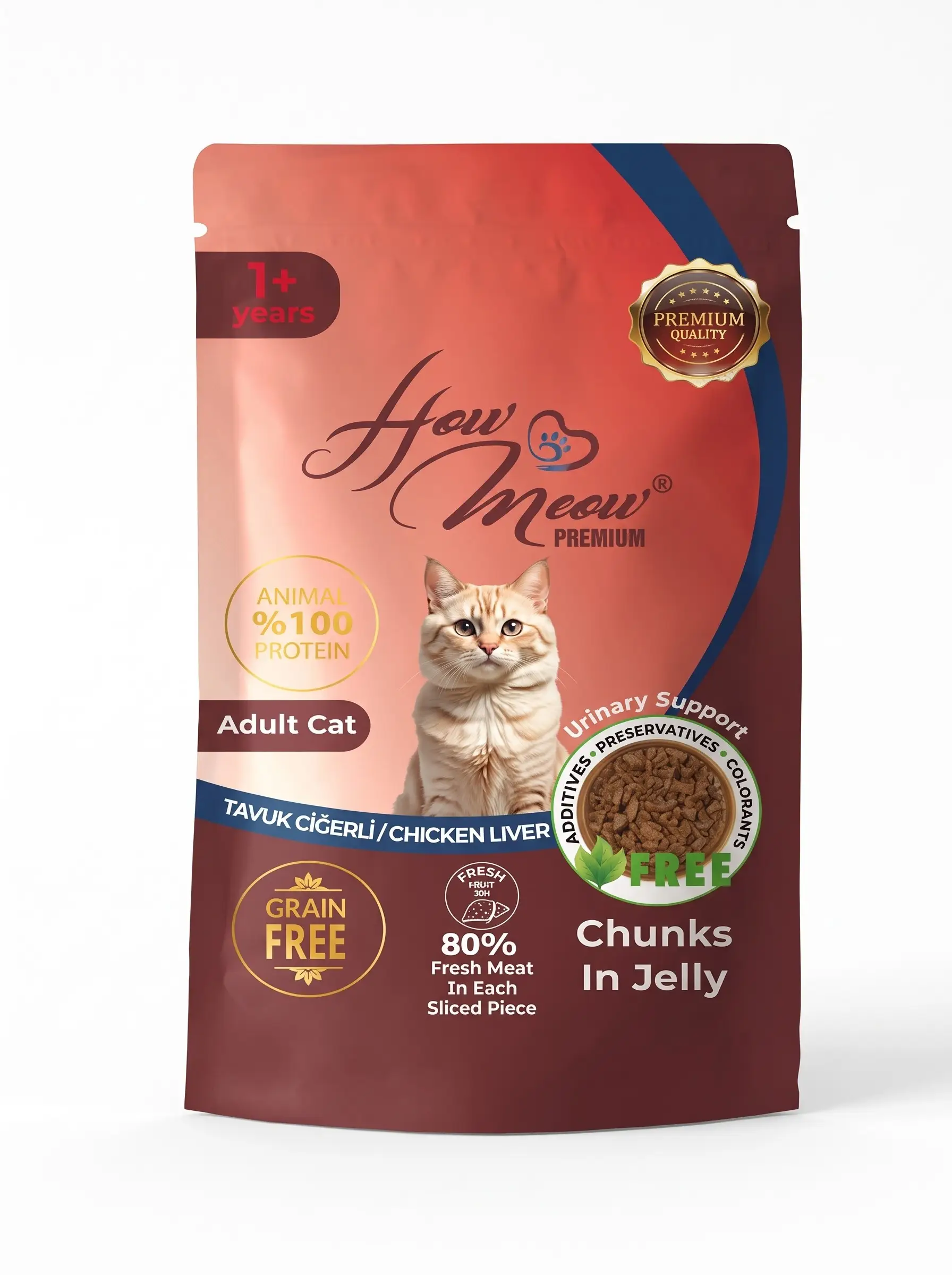 HOW MEOW TAVUK-CİĞER YAŞ MAMA 85G