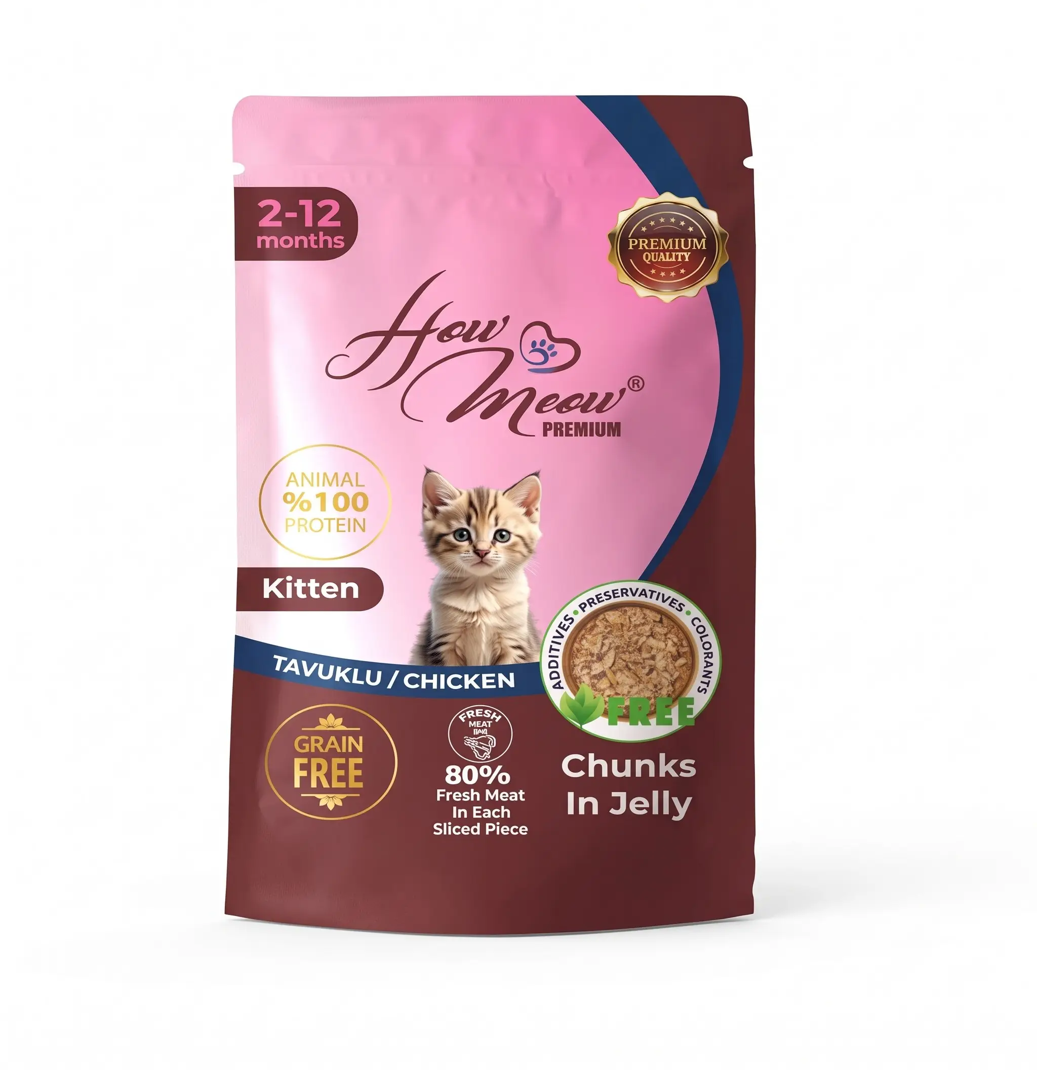HOW MEOW TAVUKLU YAVRU KEDİ YAŞ MAMA 85G