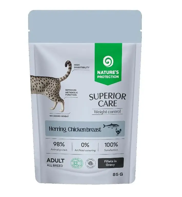 Natures Protection Ringa Balıklı-Tavuklu Kilo Kontrolü İçin Yaş Kedi Maması 85g