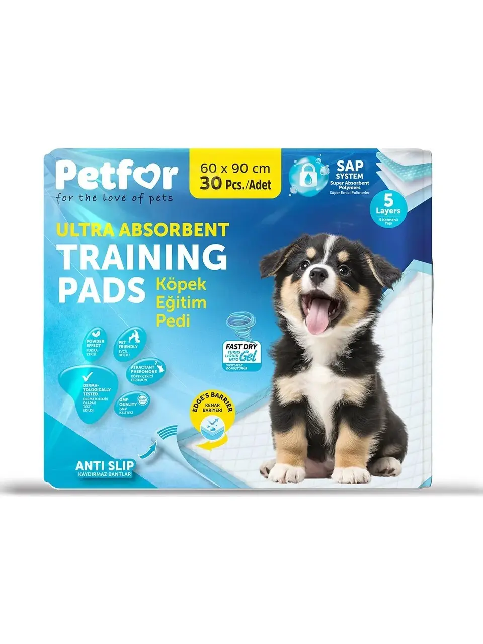 Petfor Kaydırmaz Tuvalet Eğitim Pedi 60x90cm 30lu