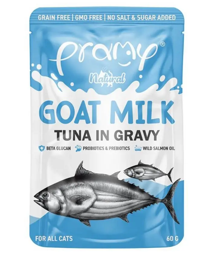 Pramy Sos İiçinde Keçi Sütlü Ton Balıklı Kedi Maması 60 Gr