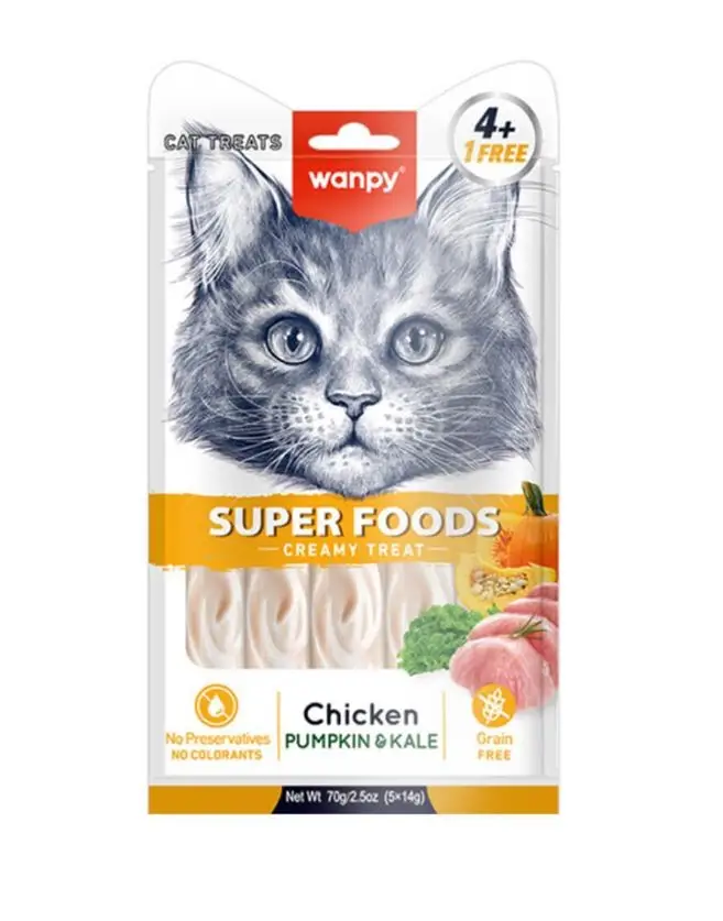 Wanpy Superfood Balkabağı & Kara Lahanalı Kedi Ödülü 5 X 14 Gr