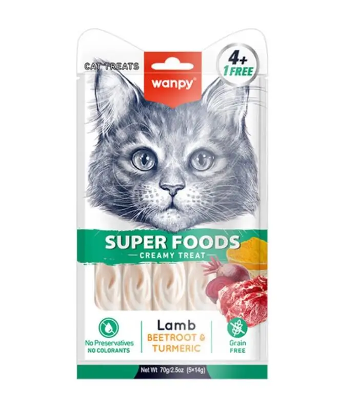 Wanpy Superfood Kuzulu, Pancar & Zerdeçallı Kedi Ödülü 5 X 14 Gr