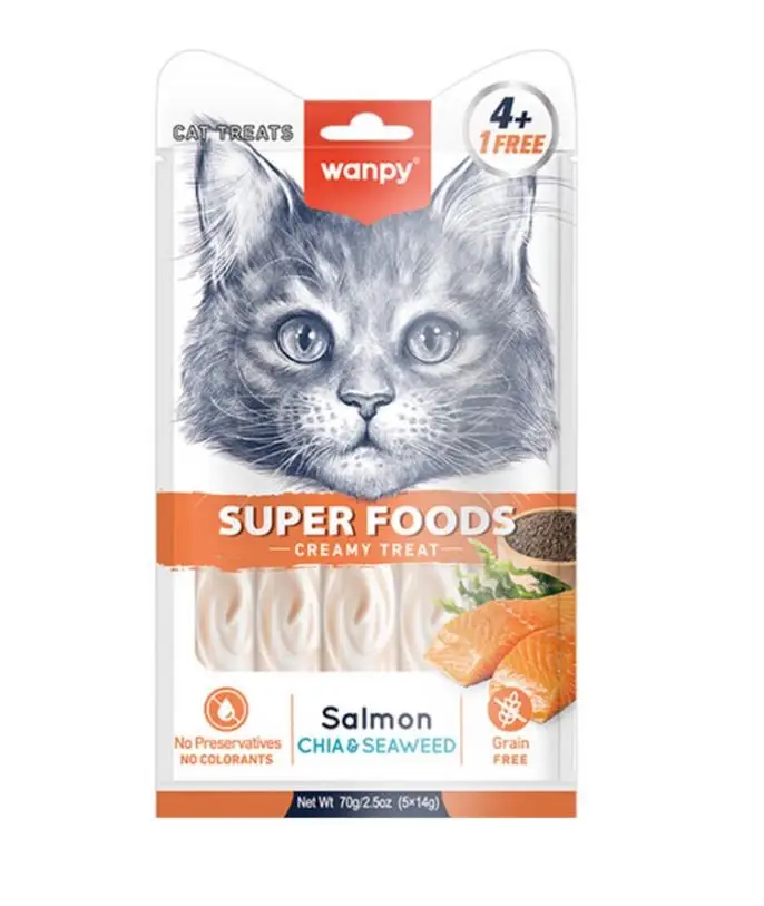 Wanpy Superfood Somonlu, Chia & Deniz Yosunlu Kedi Ödülü 5 X 14 Gr